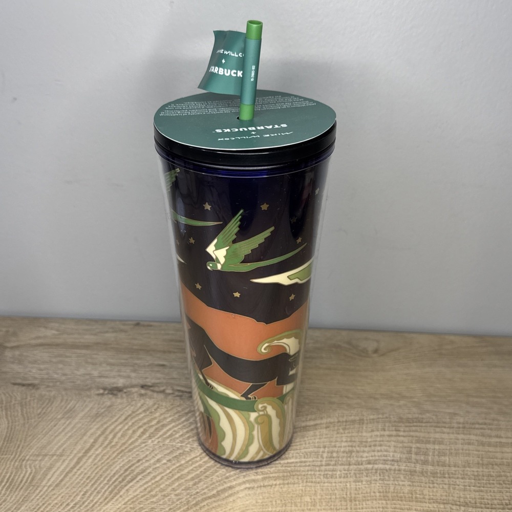 Starbucks x Mike Willcox Tumbler Venti 24oz Celestial Forest Swallow Bird Witchy - Picture 2 of 8